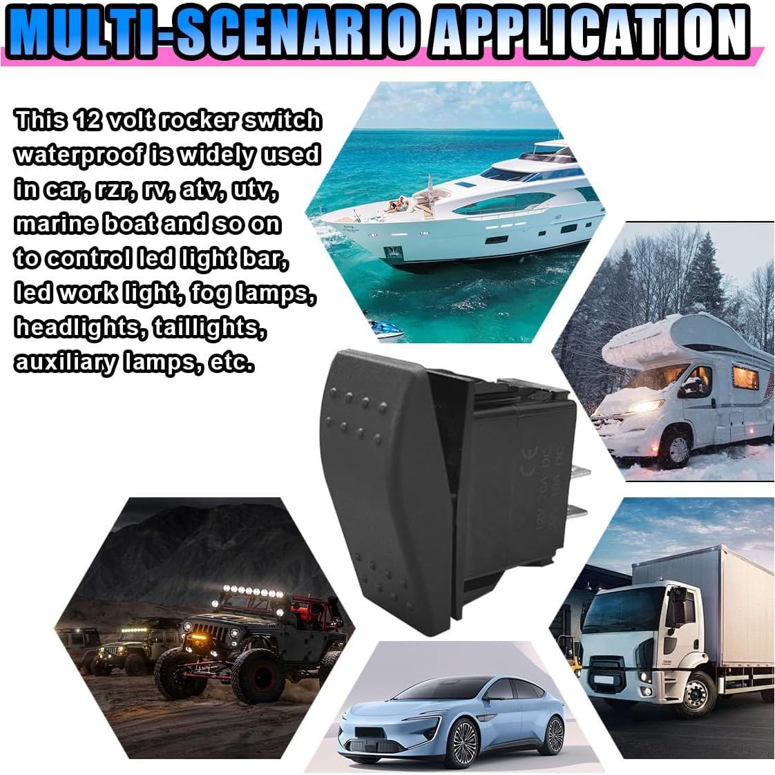 Interruptor Rocker 12V BDZMC SPST Impermeable 20A