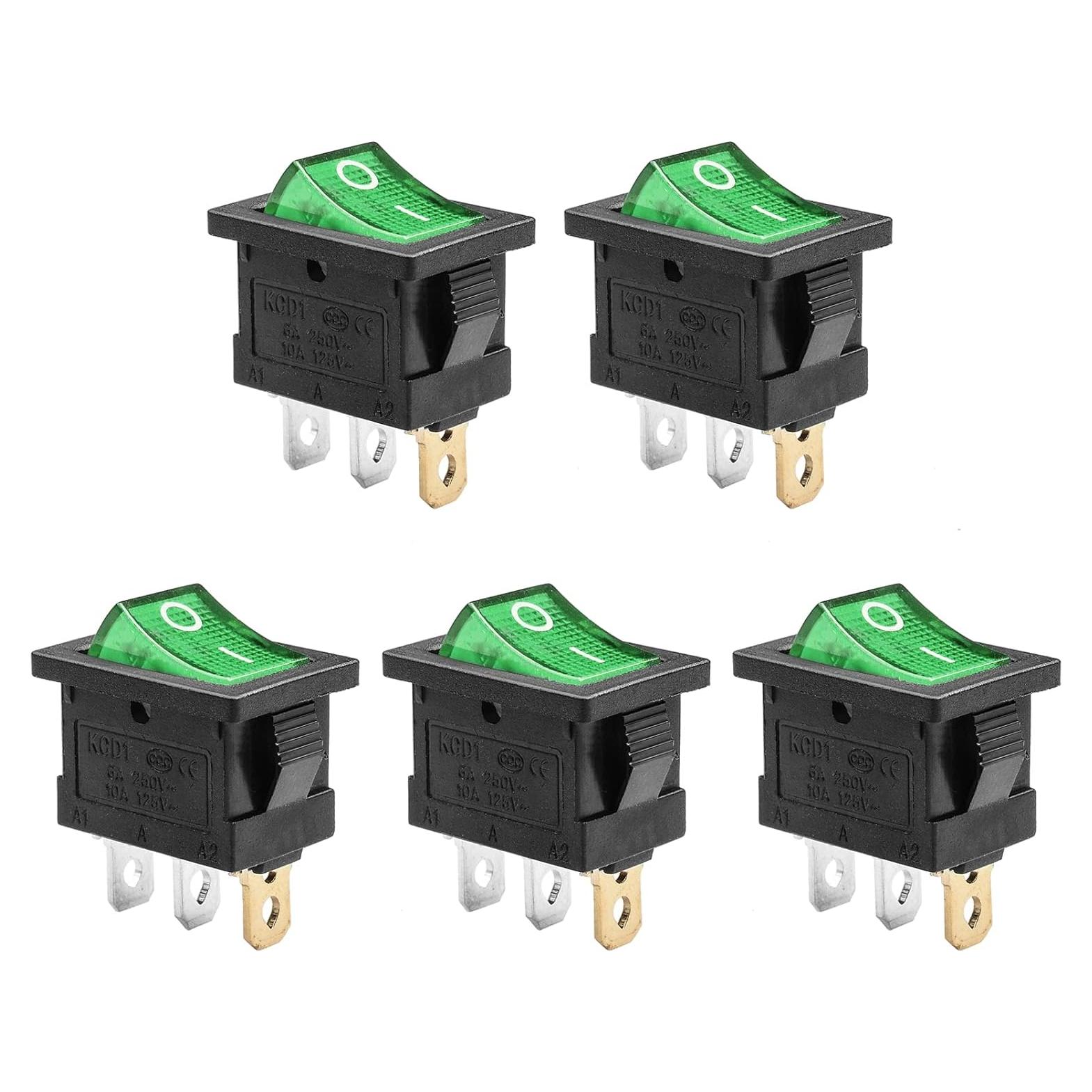 Interruptor de Palanca QTEATAK KCD1 3 Pines LED Verde 20A