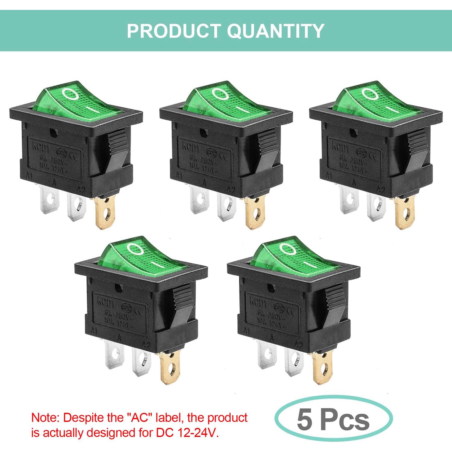 Interruptor de Palanca QTEATAK KCD1 3 Pines LED Verde 20A