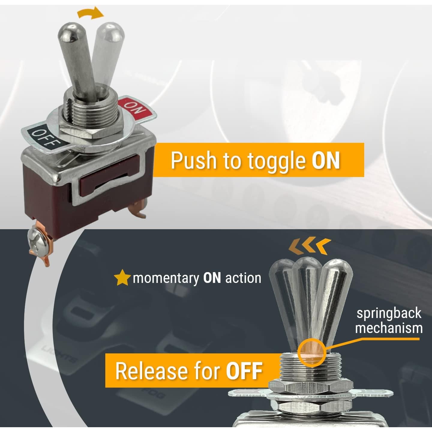 Interruptores de Palanca MGI 20A 12V 5 Piezas SPST