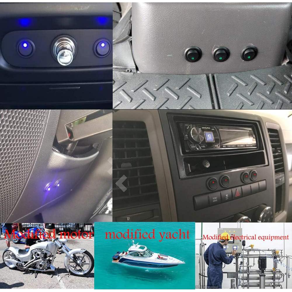 10 Interruptores Rocker Redondos 12V QOFOWIN SPST 3 Pin Azul