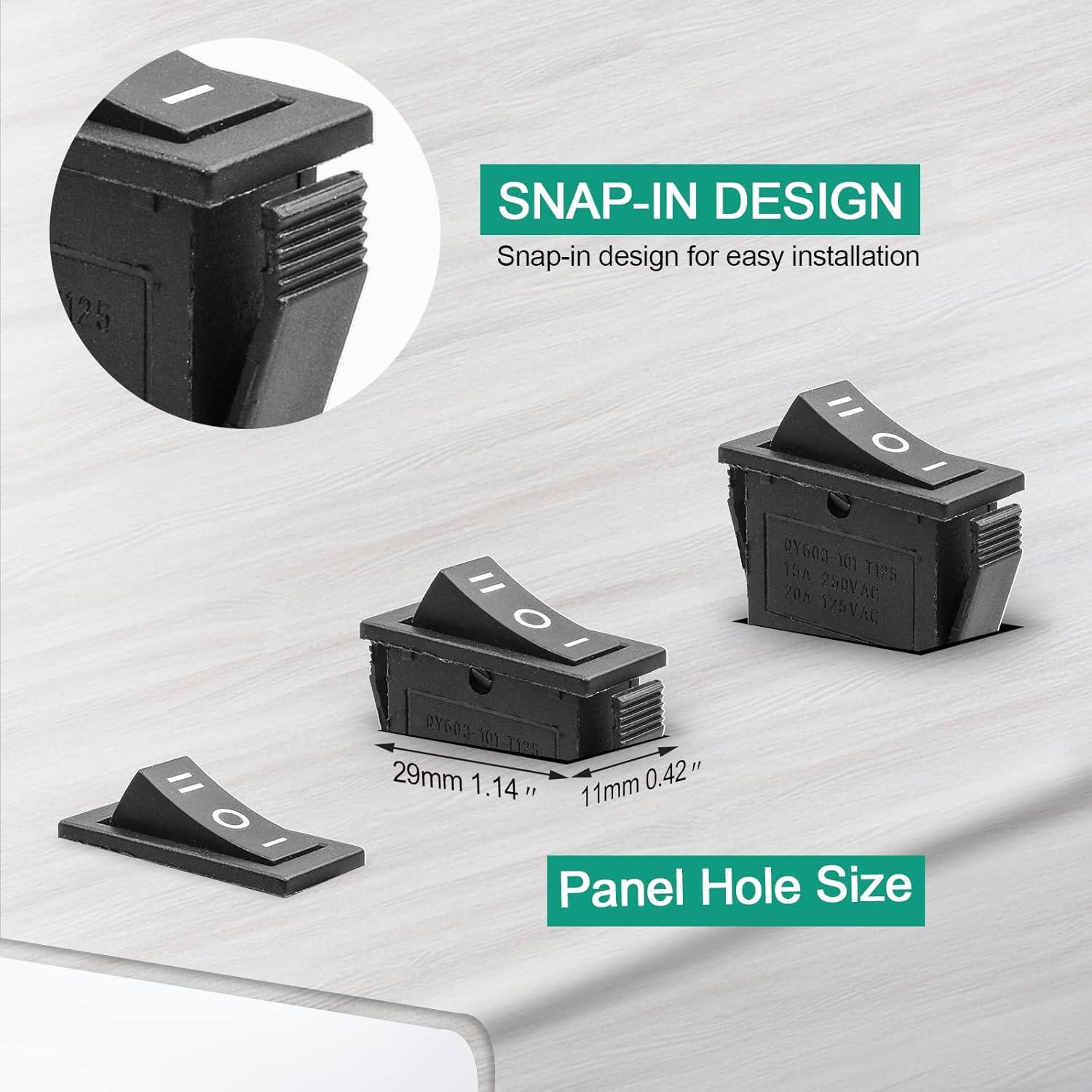 Interruptor Rocker QTEATAK 3 Posiciones ON/OFF 15A 250V