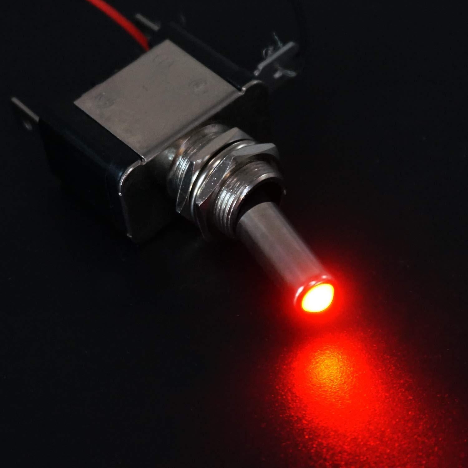 Interruptor de Palanca Iluminado Twidec 12V 20A Rojo 3 Pcs