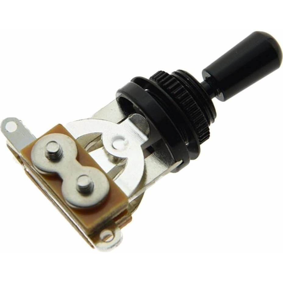 Dopro Guitar 3 Way Short-Frame Toggle Switch Pickup Selector Black with Brass Metal Black Tip (not Plastic Tip) for Les Paul Electric Guitars