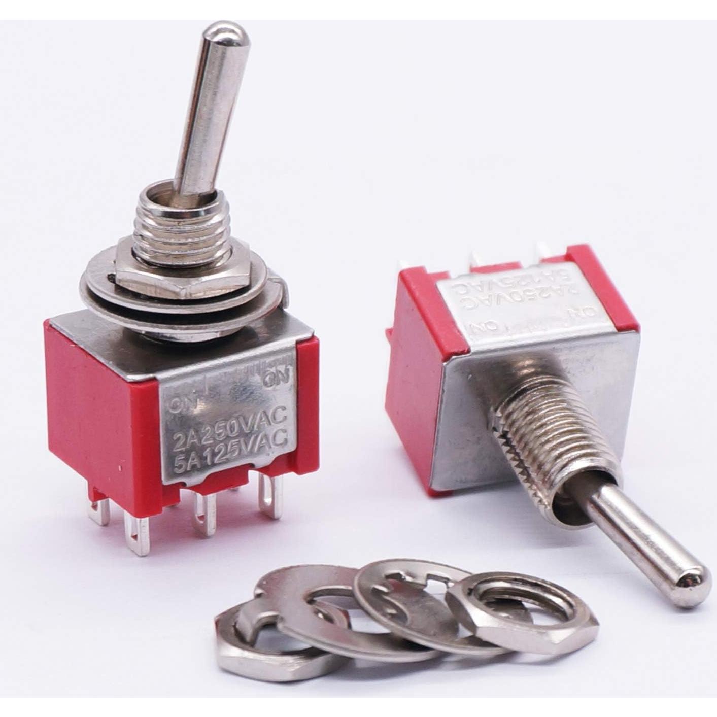 Interruptor Basculante DPDT Twidec 10 Pcs 6 Pines 125V 5A