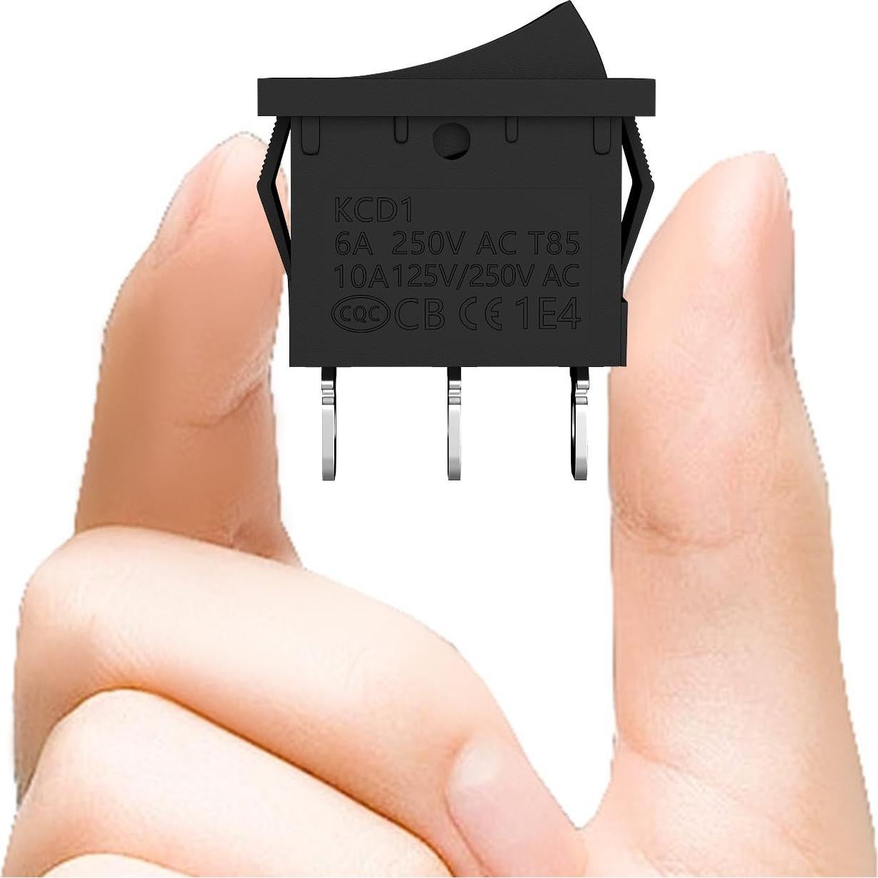 10 Interruptores Rocker KCD1 ON/OFF/ON 6A 250V AC 3 Pin