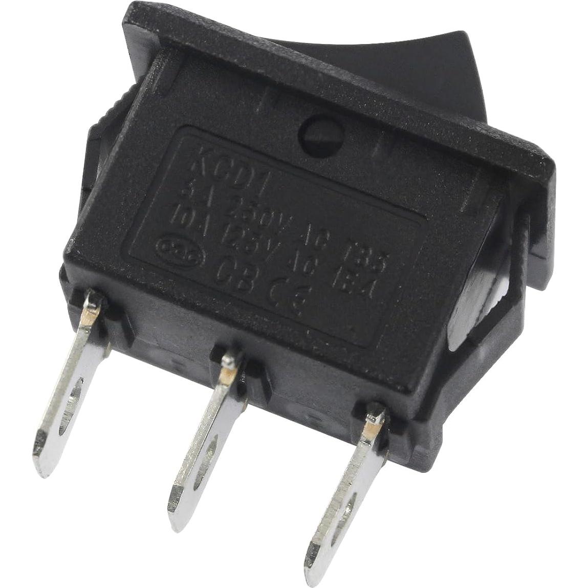 10 Interruptores Rocker KCD1 ON/OFF/ON 6A 250V AC 3 Pin