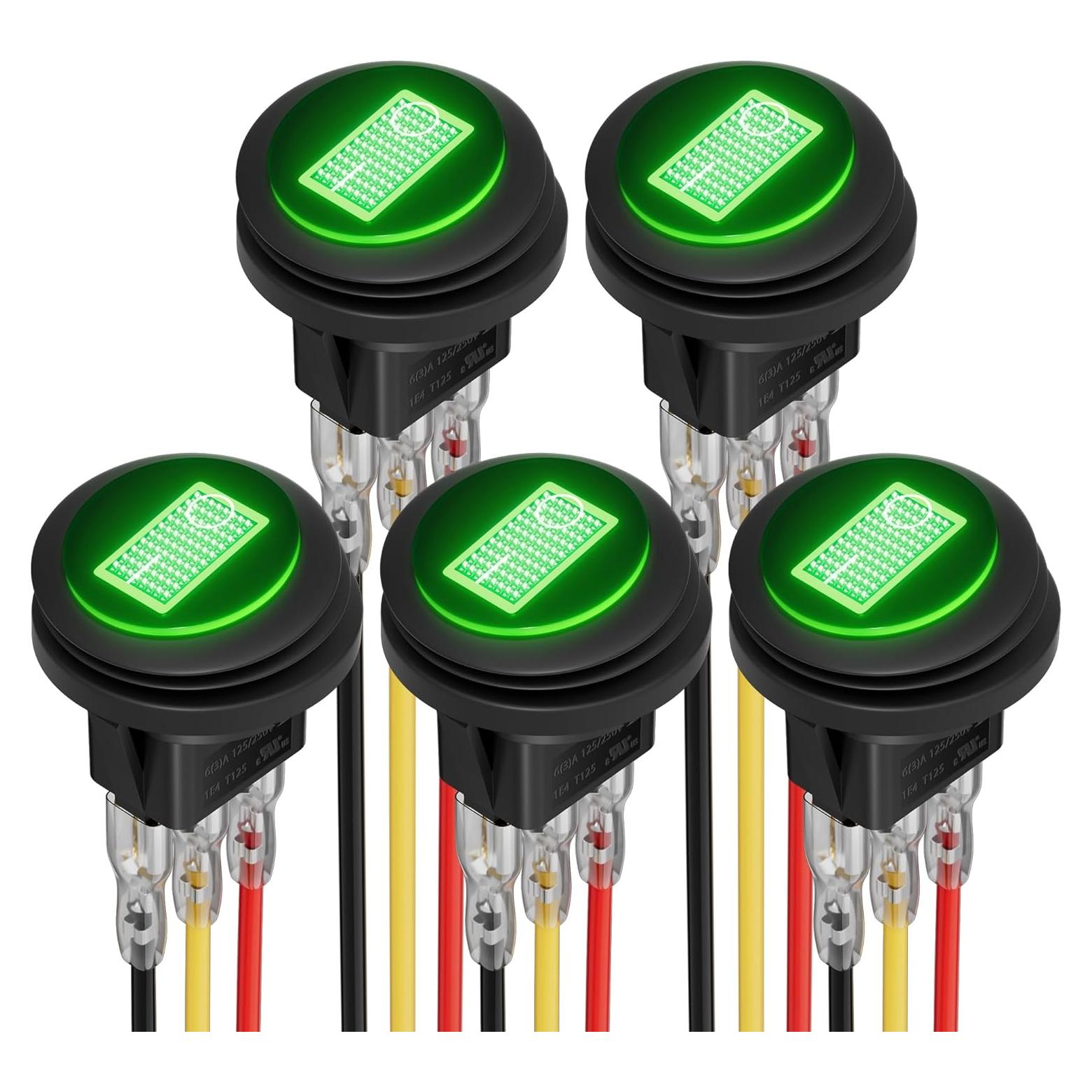 Interruptor de Palanca Iluminado DaierTek 12V 20A Verde Impermeable