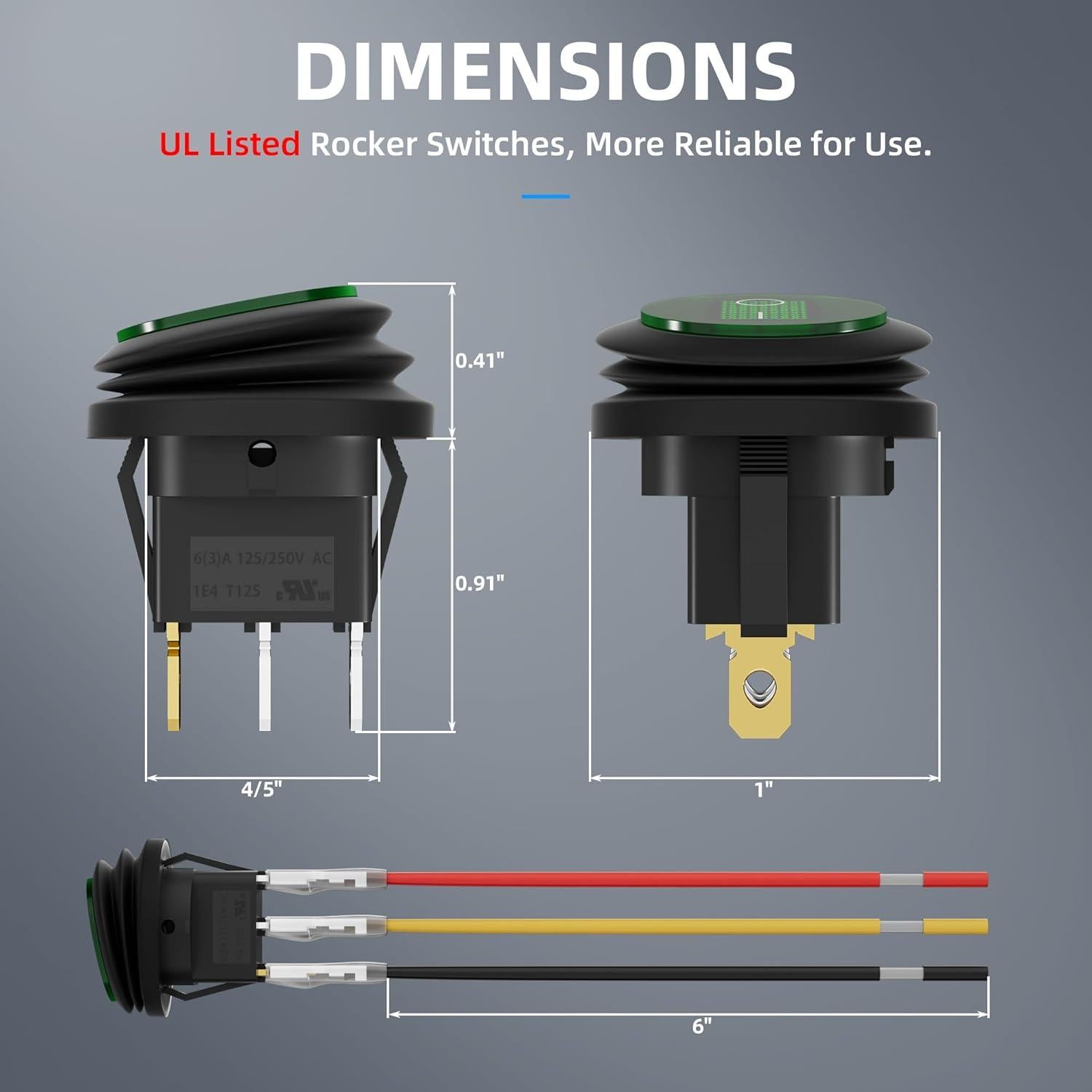 Interruptor de Palanca Iluminado DaierTek 12V 20A Verde Impermeable