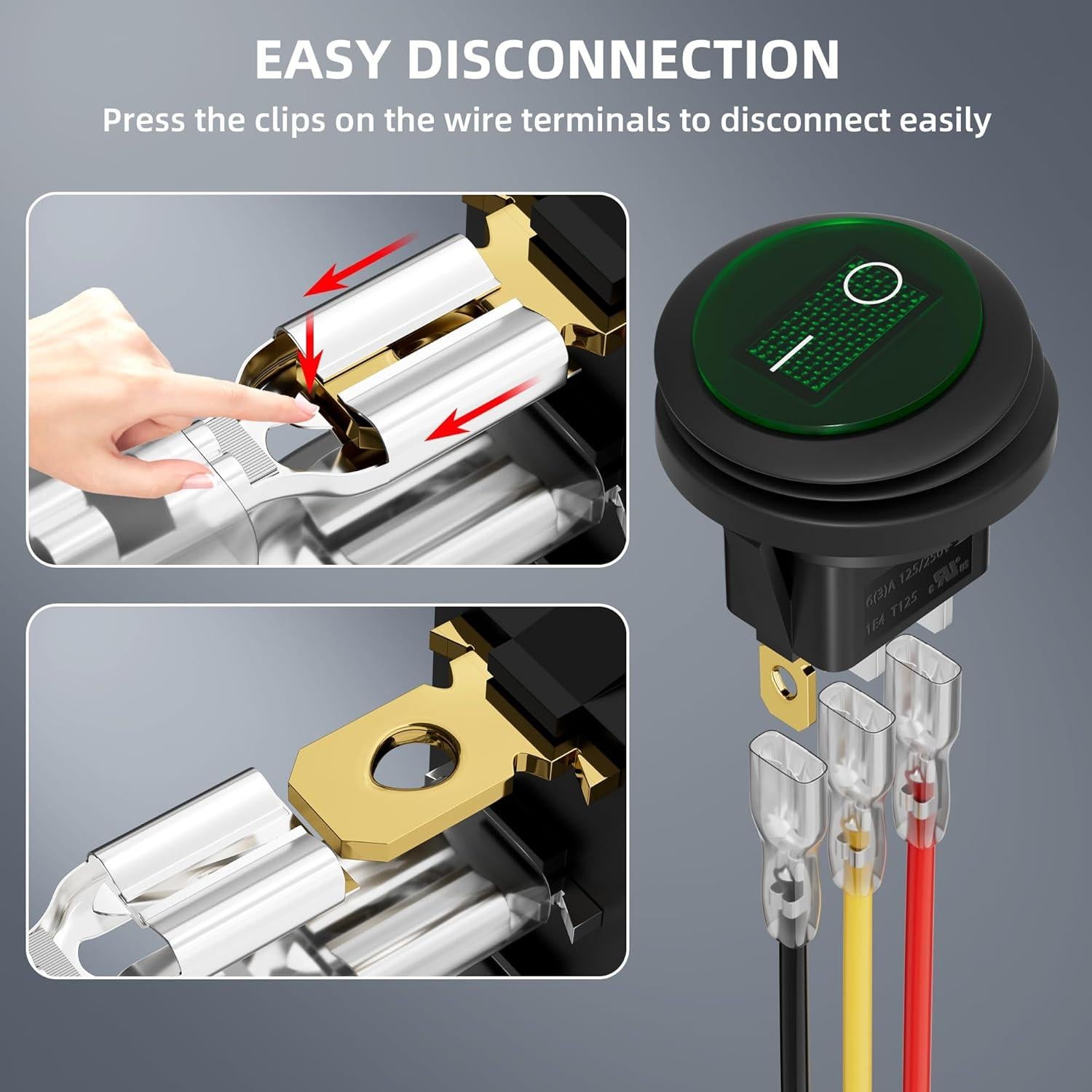 Interruptor de Palanca Iluminado DaierTek 12V 20A Verde Impermeable