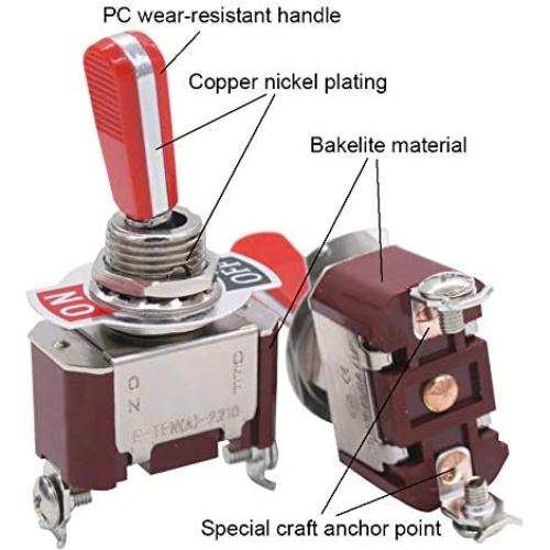 Interruptor de Palanca Twidec 16A 250V SPST 2 Pines Rojo