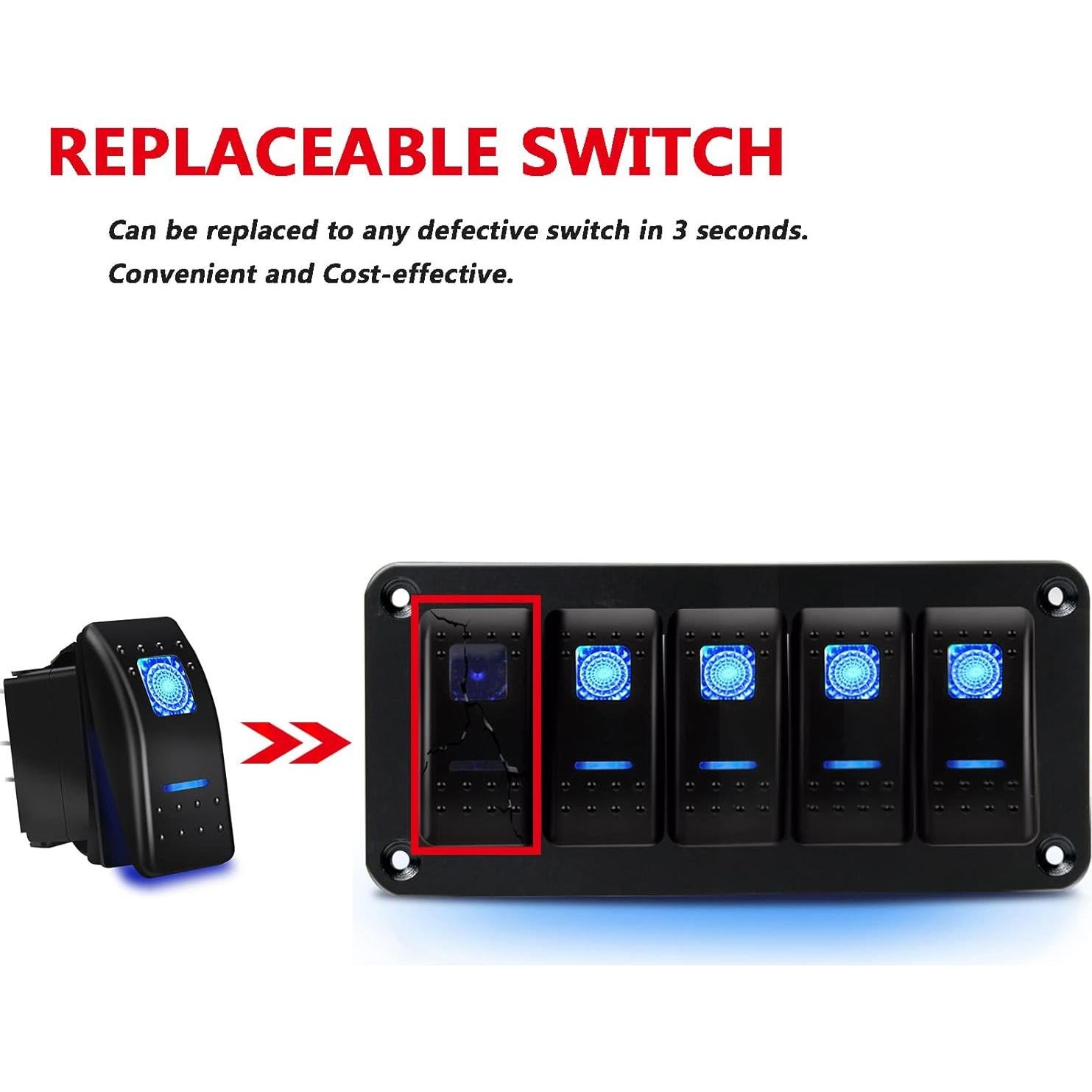 Interruptor de Palanca SPST 12V 20A MIIGII 7 Pines LED