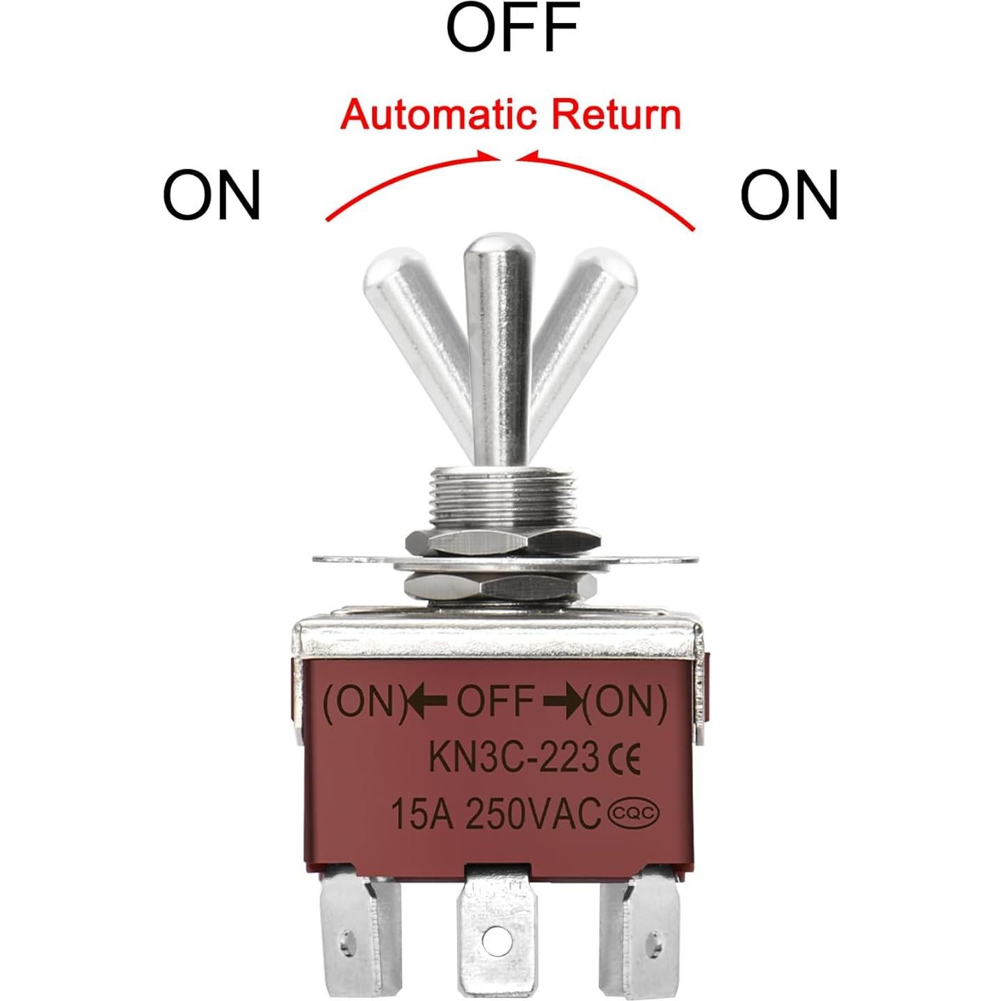Interruptor DPDT momentáneo Heschen 250VAC 15A 6 terminales