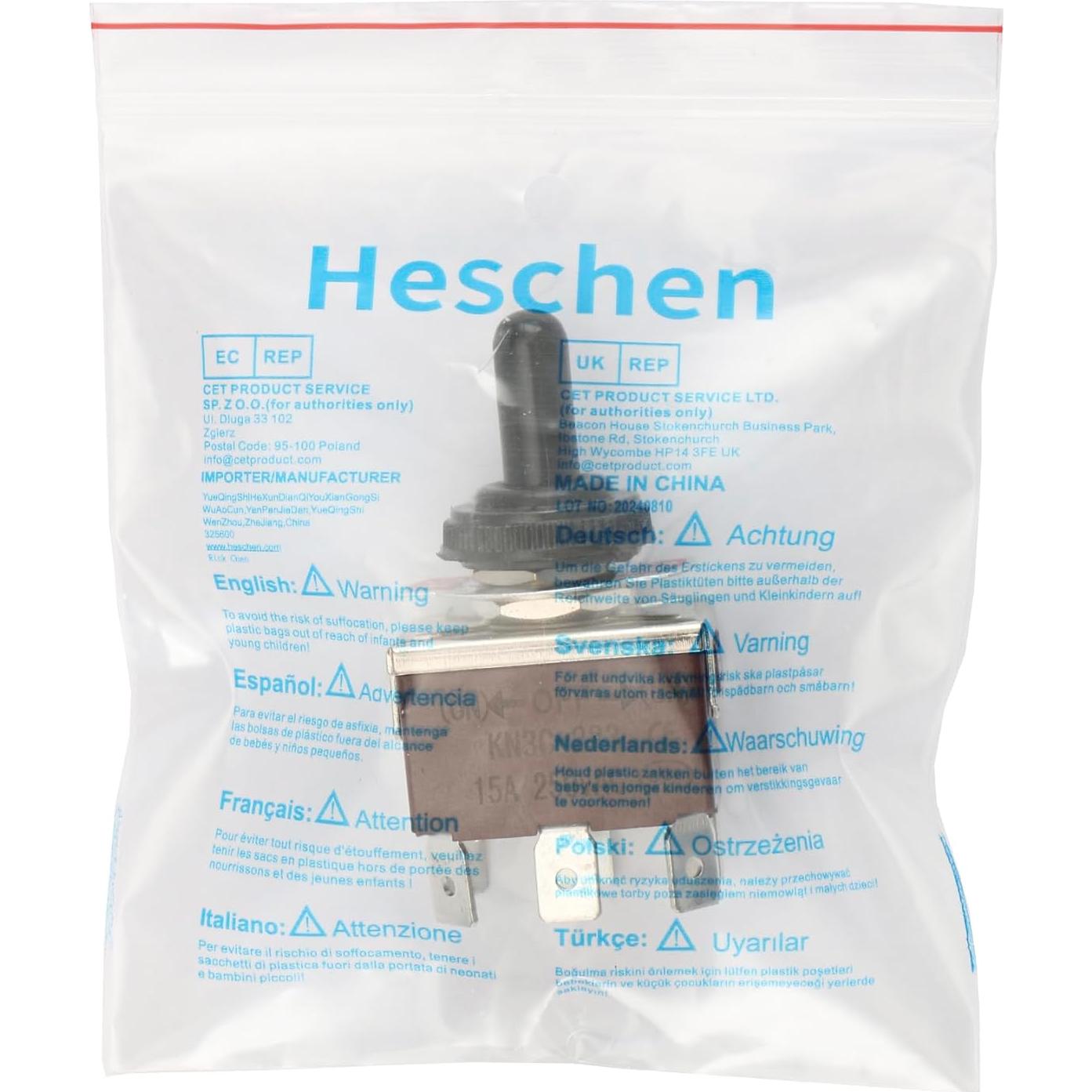 Interruptor DPDT momentáneo Heschen 250VAC 15A 6 terminales