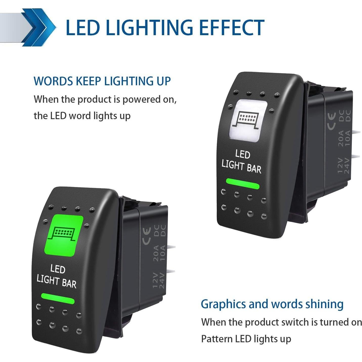 Interruptor de Palanca SPST 5 Pin Retroiluminado Verde Purishion