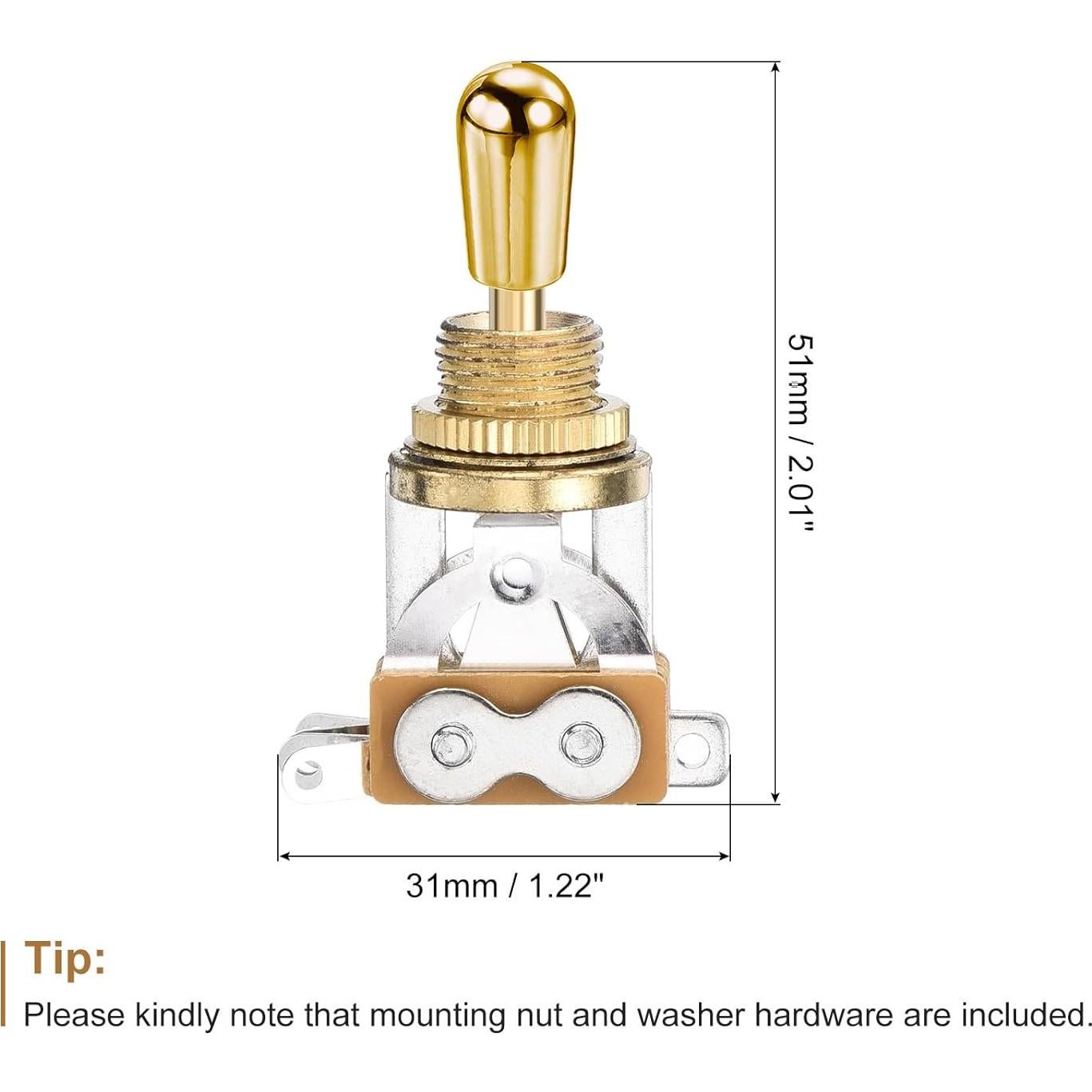 Interruptor de Palanca 3 Vías Dorado MECCANIXITY para Guitarras Eléctricas