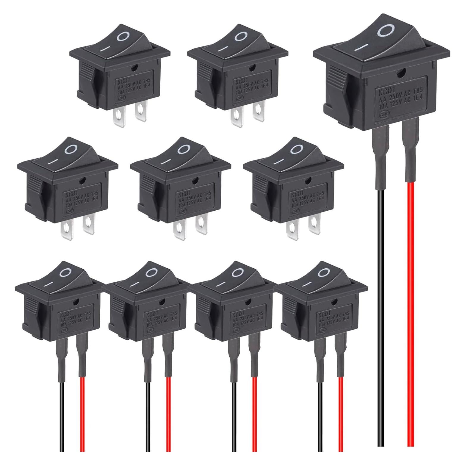 Interruptor Rocker VEXUNGA 12V 2 Pines ON/OFF Negro 10A 5 Pcs