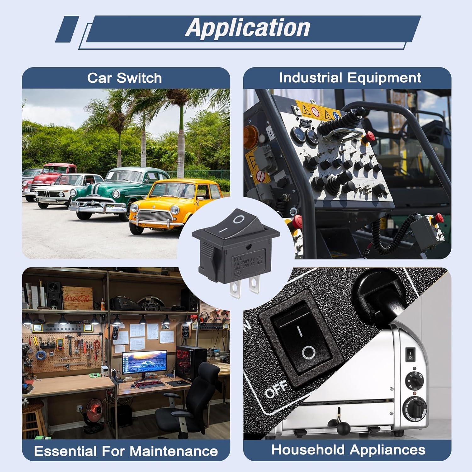 Interruptor Rocker VEXUNGA 12V 2 Pines ON/OFF Negro 10A 5 Pcs