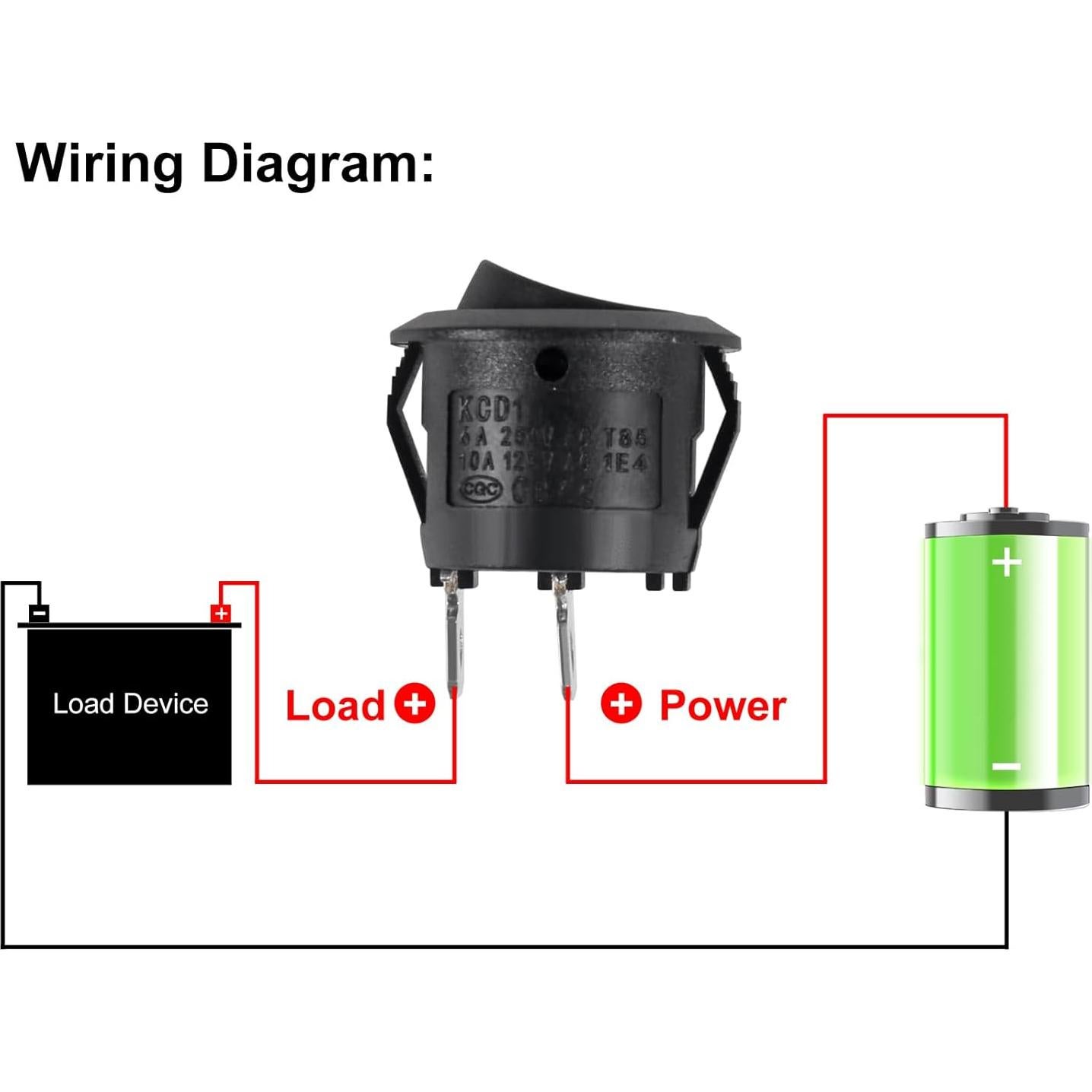 6 Interruptores Rocker Redondos KCD1 ON/OFF 6A 250V 10A 125V