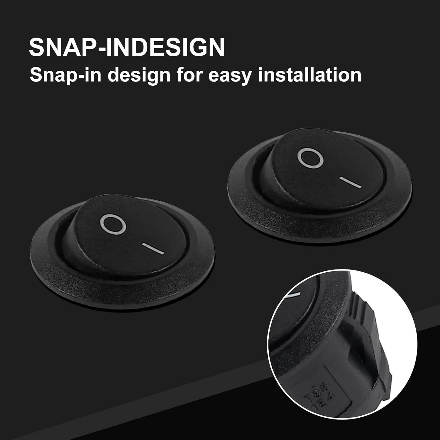 6 Interruptores Rocker Redondos KCD1 ON/OFF 6A 250V 10A 125V