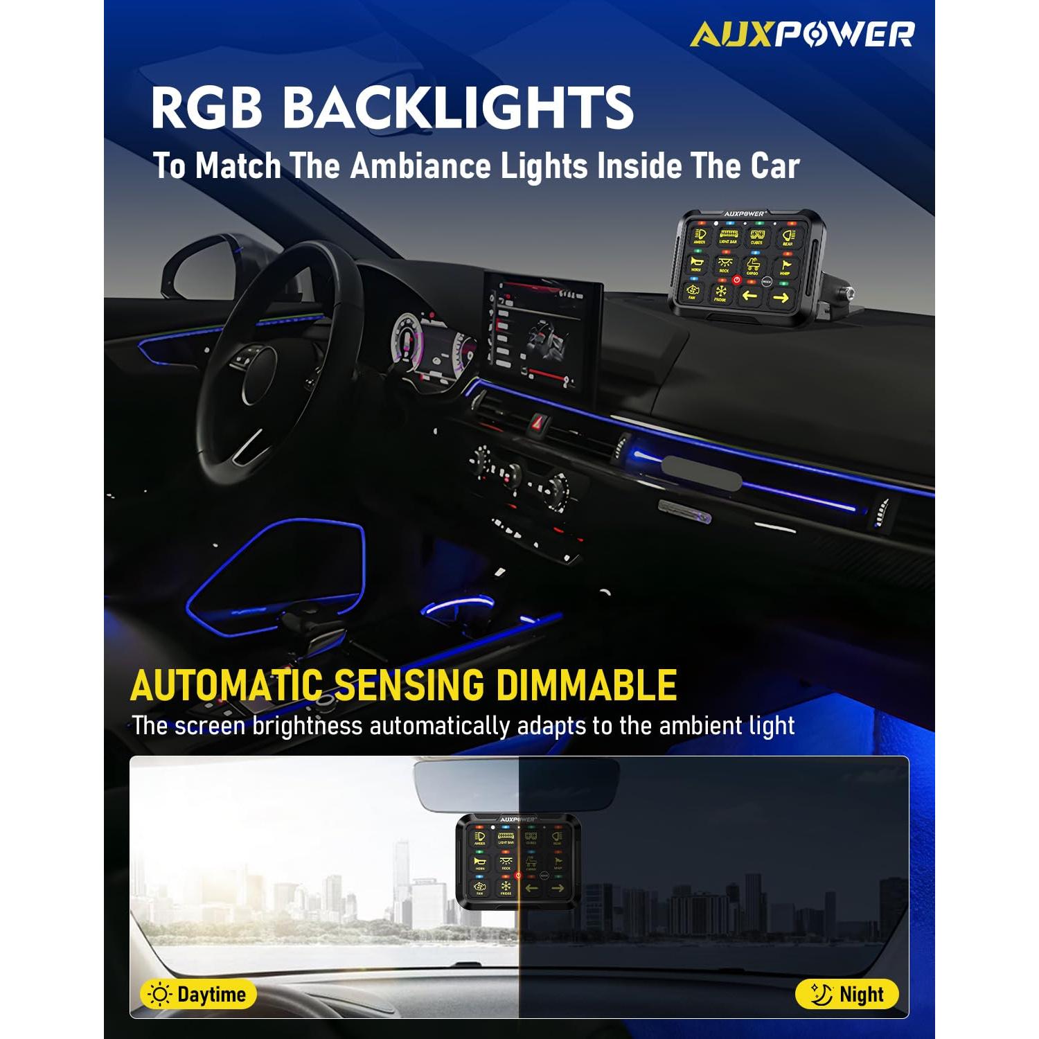 Panel de Interruptores Auxpower 12 Gang RGB con Control Remoto