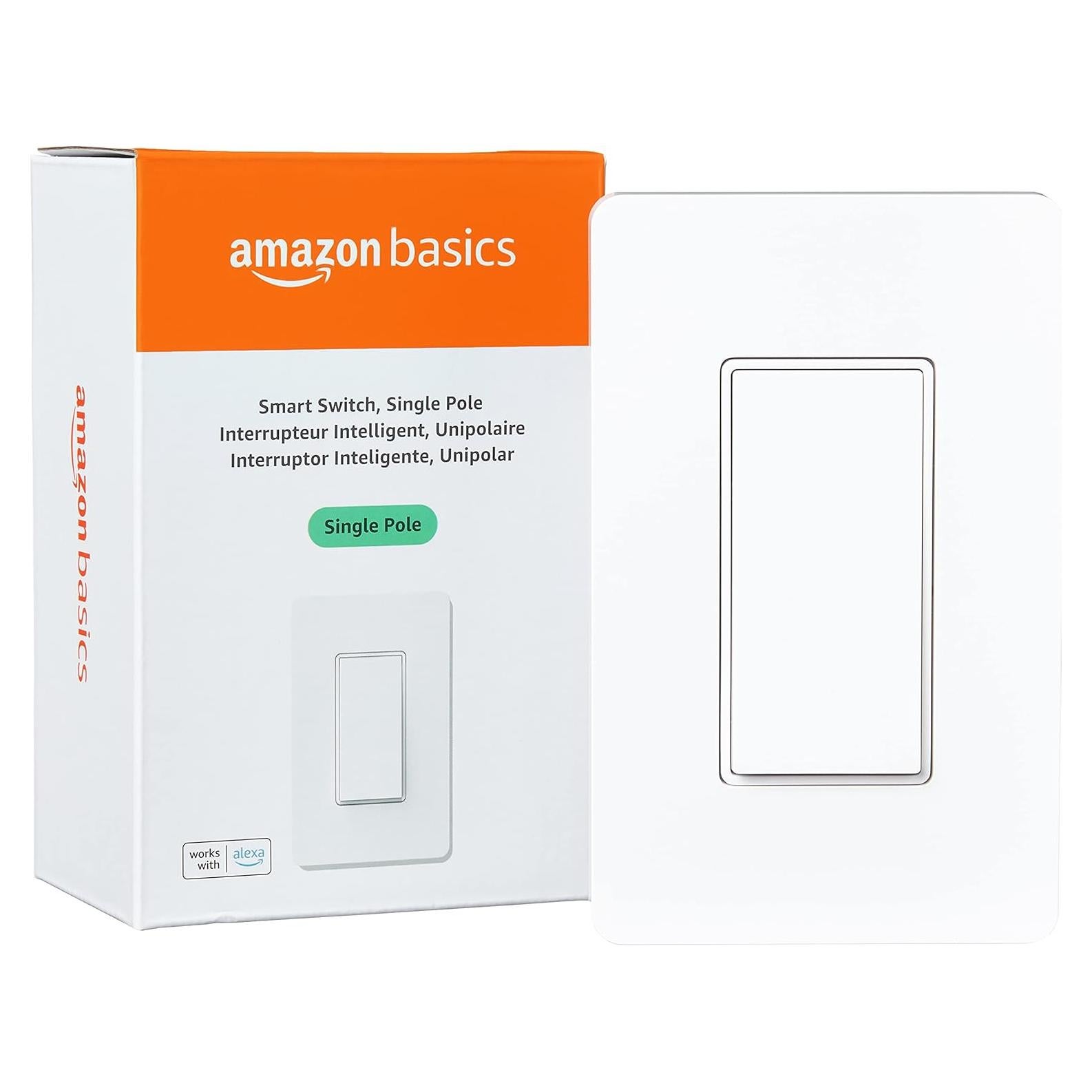 Interruptor Inteligente Amazon Basics Polo Único Wi-Fi 2.4GHz