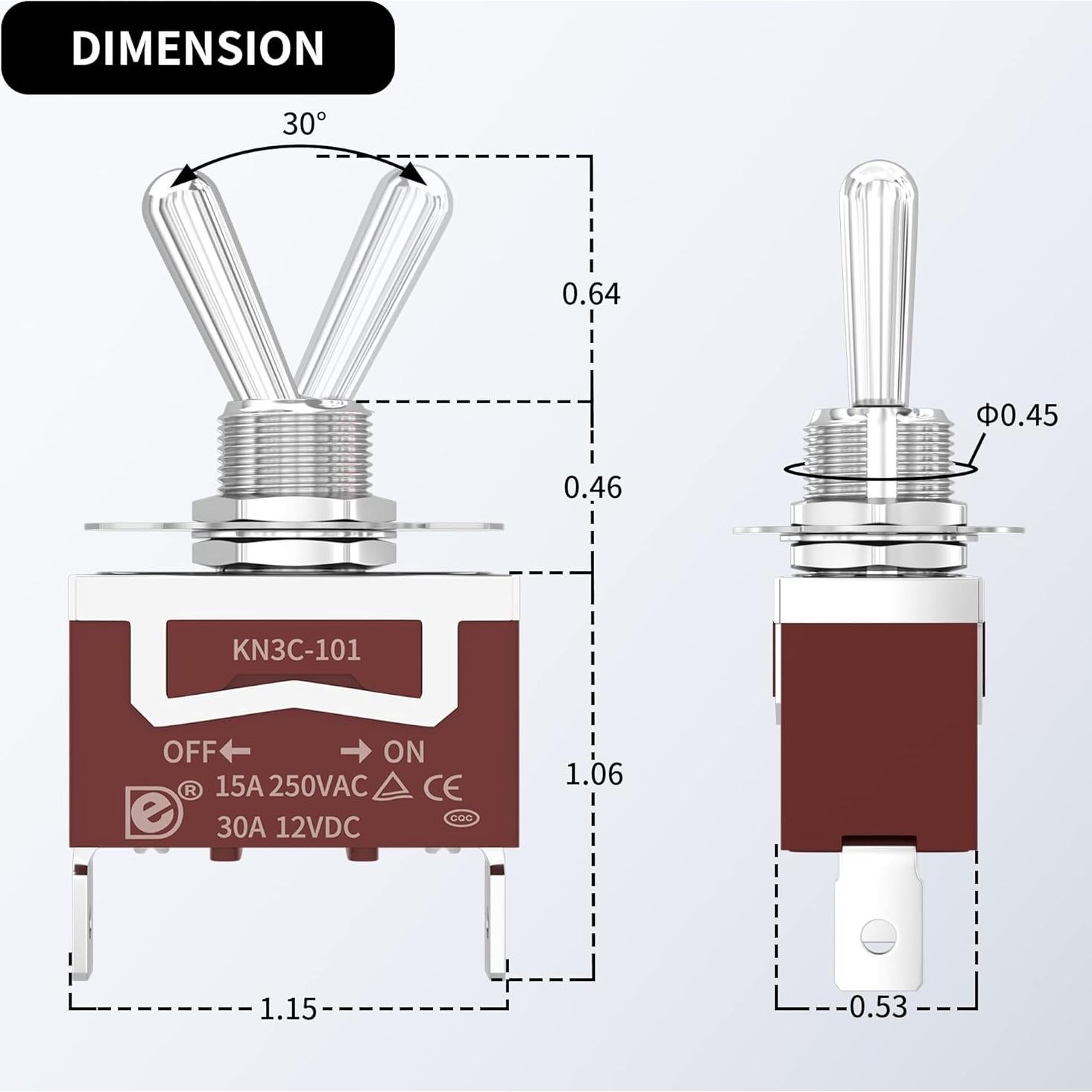 Interruptor de Palanca Impermeable 12V RVBOATPAT SPST 30A