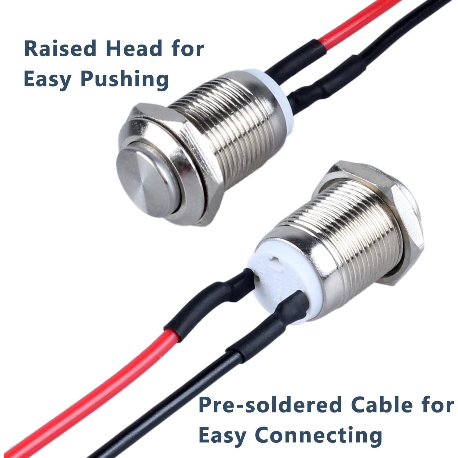 Paquete de 2 Interruptores Momentáneos DMWD 12mm IP66