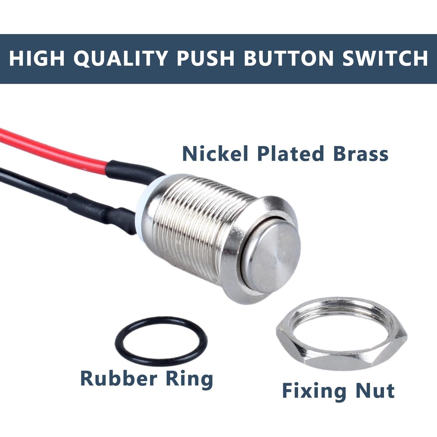 Paquete de 2 Interruptores Momentáneos DMWD 12mm IP66