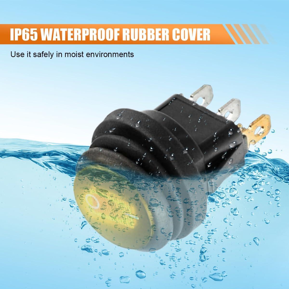 Interruptor Rocker Redondo 12V LAINLOY Amarillo LED Impermeable