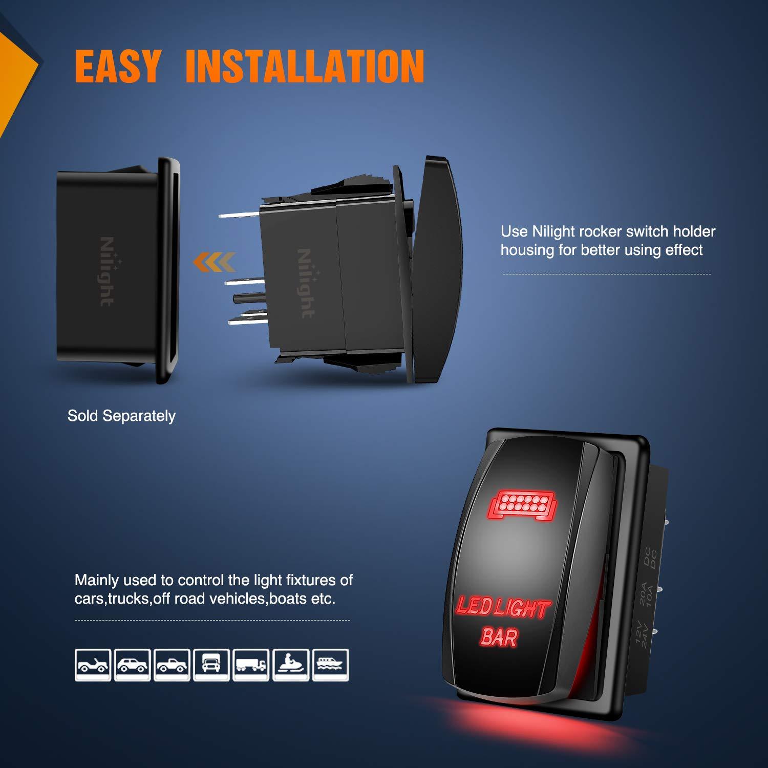 Interruptor de Palanca LED Nilight 90001R Rojo 5 Pines 20A 12V