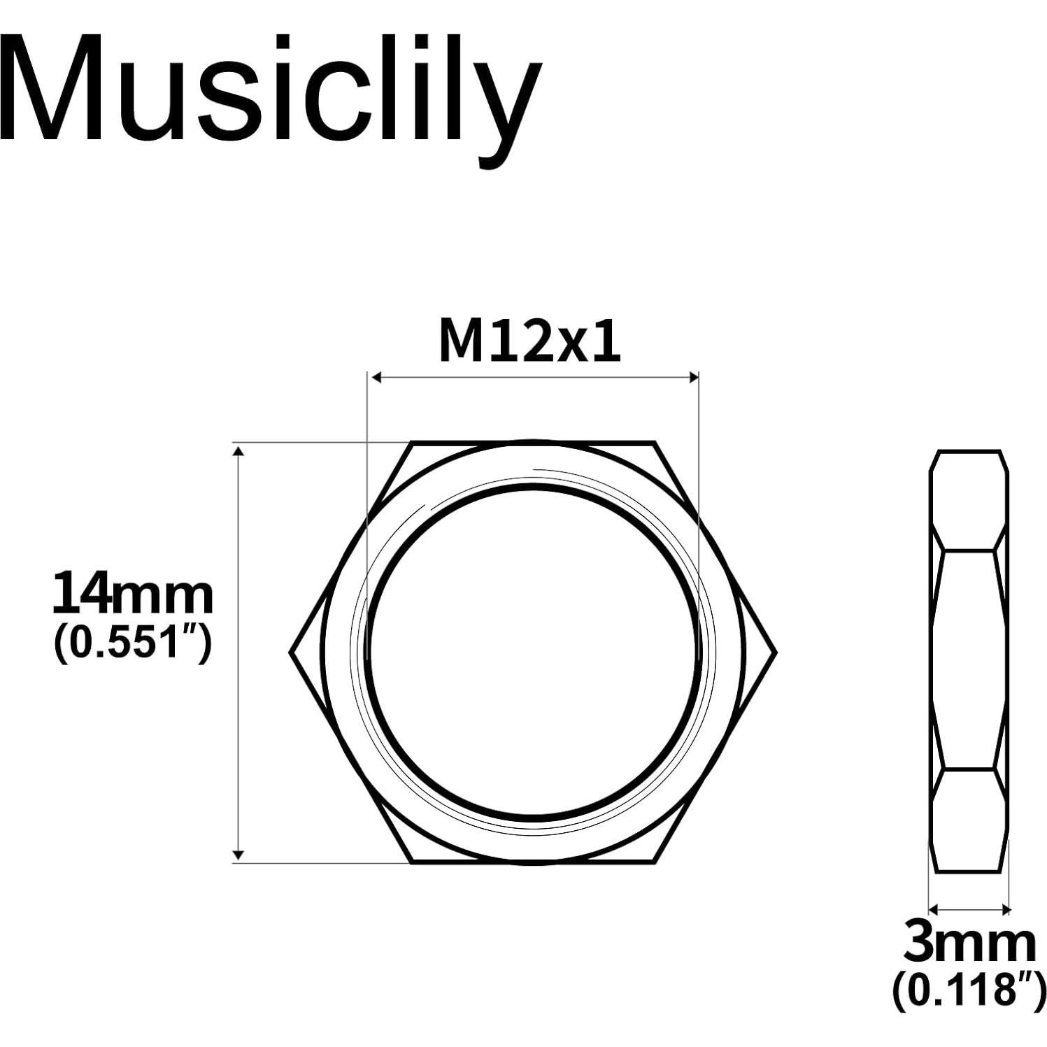 Tuerca hexagonal Musiclily Pro M12x1 para guitarra LP - Juego de 10