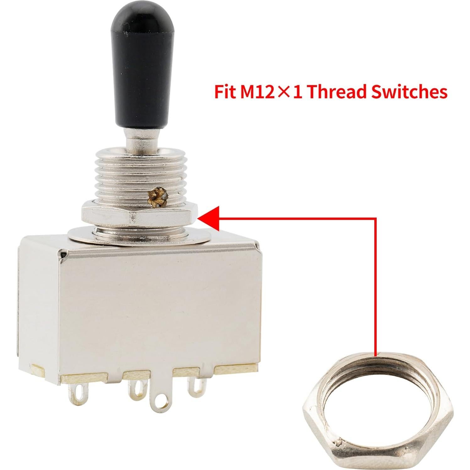 Tuerca hexagonal Musiclily Pro M12x1 para guitarra LP - Juego de 10