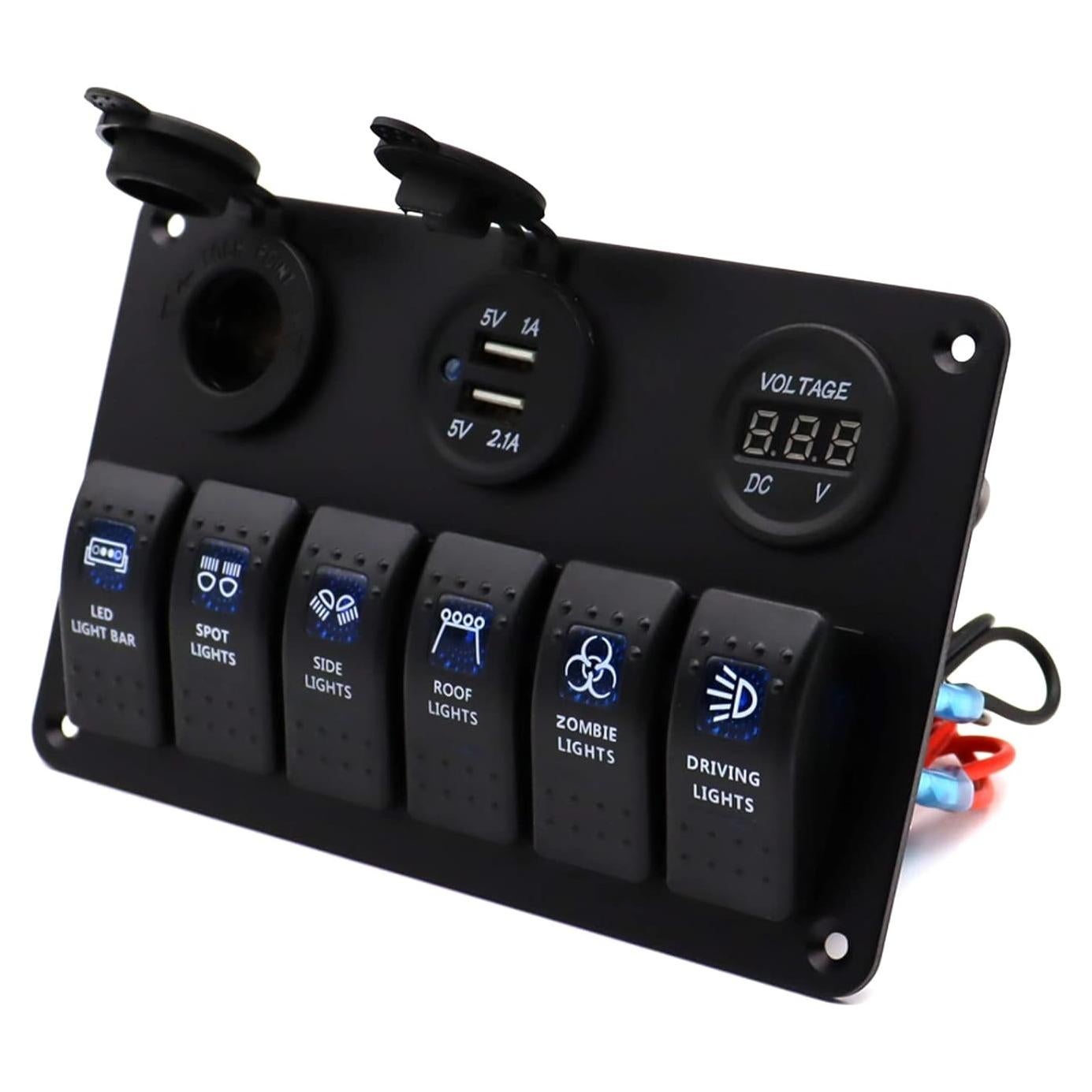 Panel Multifuncional Impermeable MOTONG 12V/24V con USB y Voltímetro