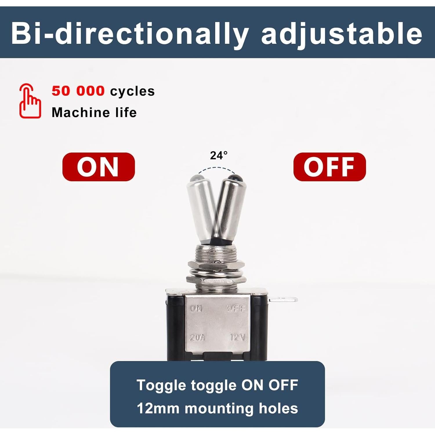 Interruptor de Palanca BDKG4 12V/24V Azul Impermeable 2 Pcs