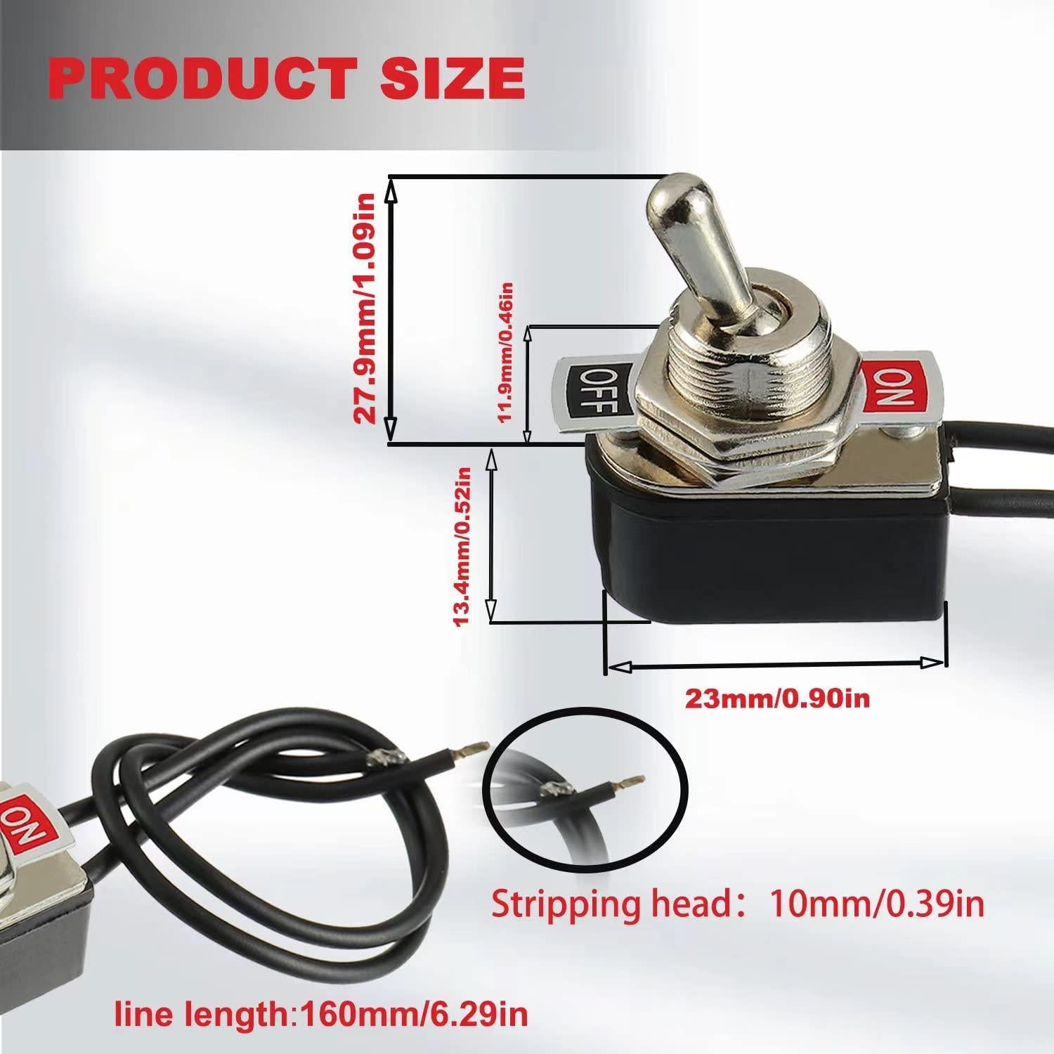 Interruptor de Palanca SPST 6A/125V 3A/250V MD-KN3-1 Negro