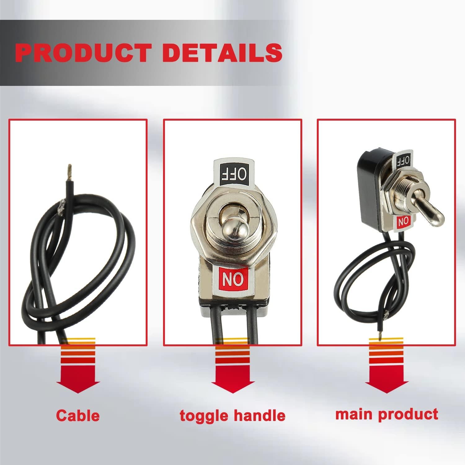 Interruptor de Palanca SPST 6A/125V 3A/250V MD-KN3-1 Negro