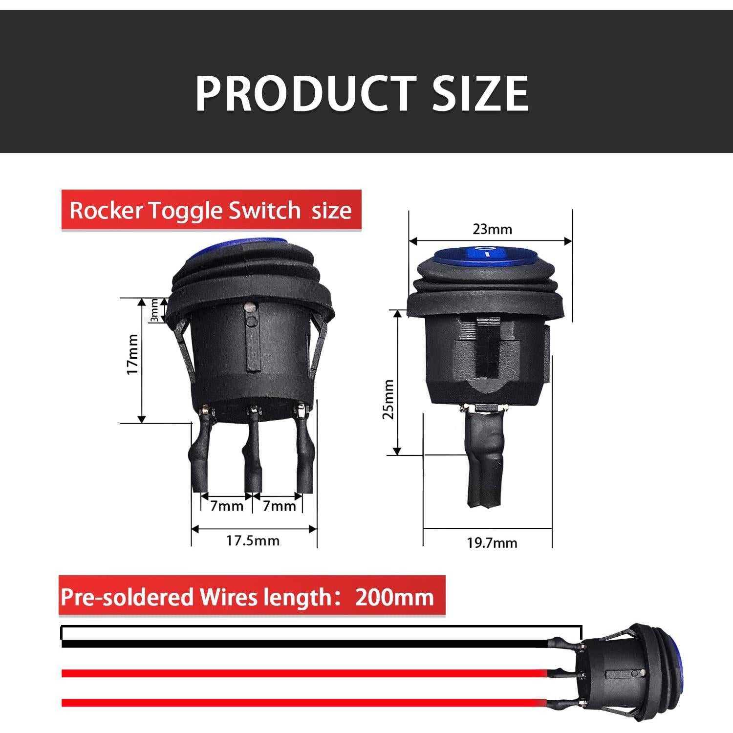 Interruptor Rocker Impermeable Mankk KCD1-5-101NW 12V 4Pcs LED Azul