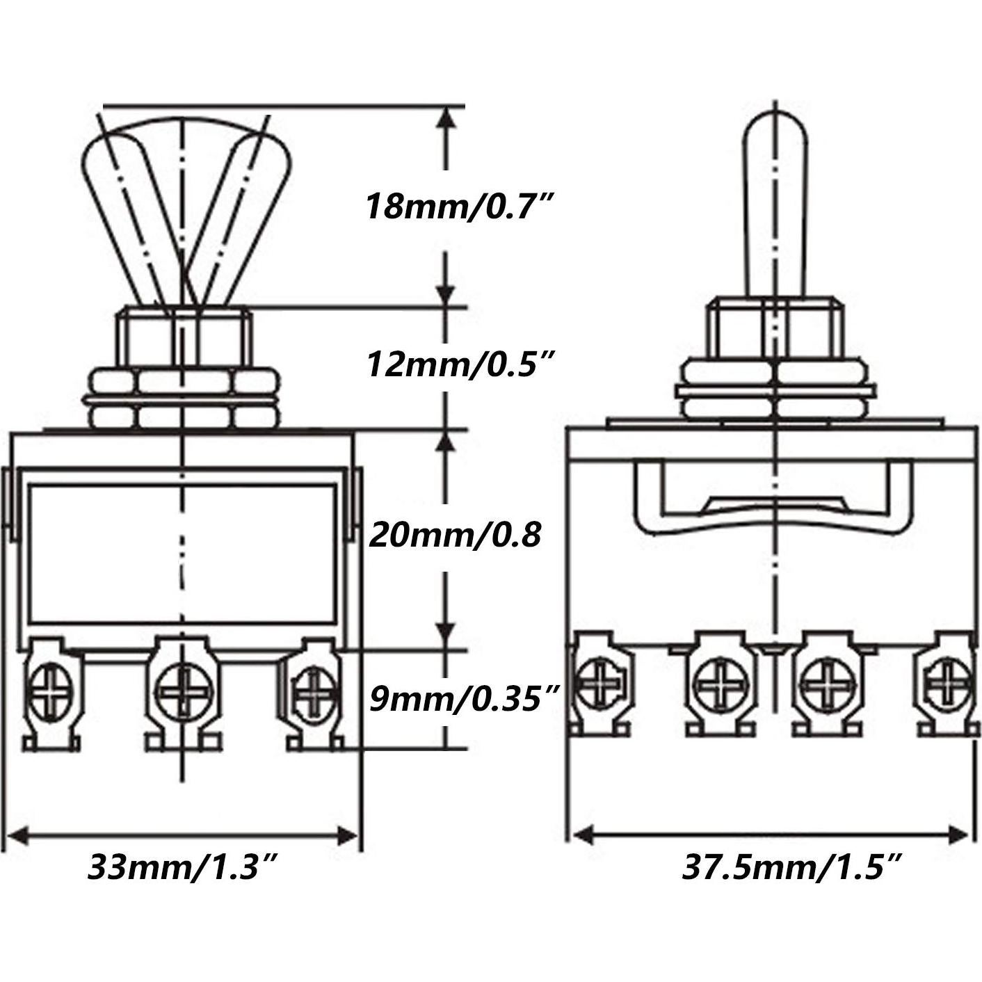 Interruptor de Palanca mxuteuk 4PDT 12 Terminales ON/ON 15A 250V
