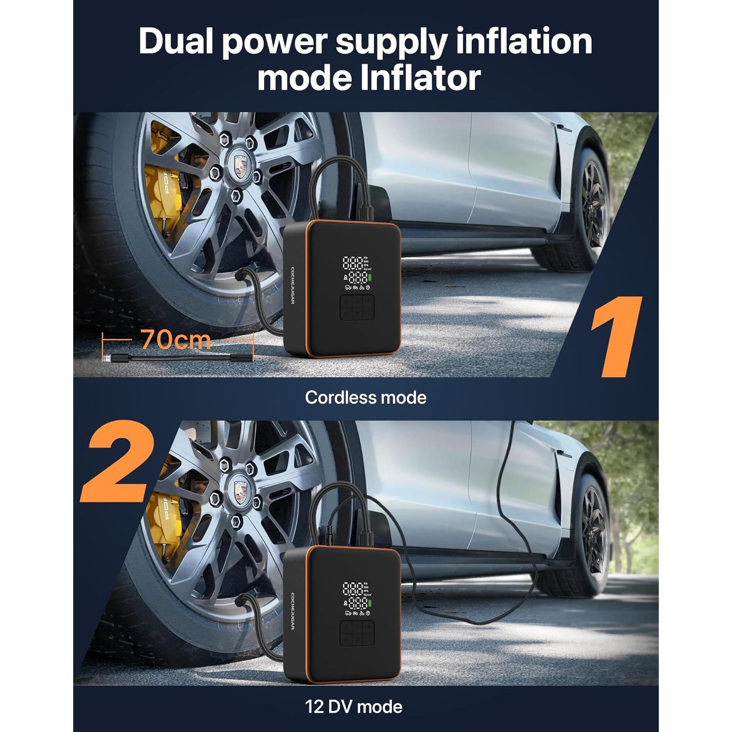 Compresor de Aire Portátil COCHEJUGAR NW12 12V 7800mAh