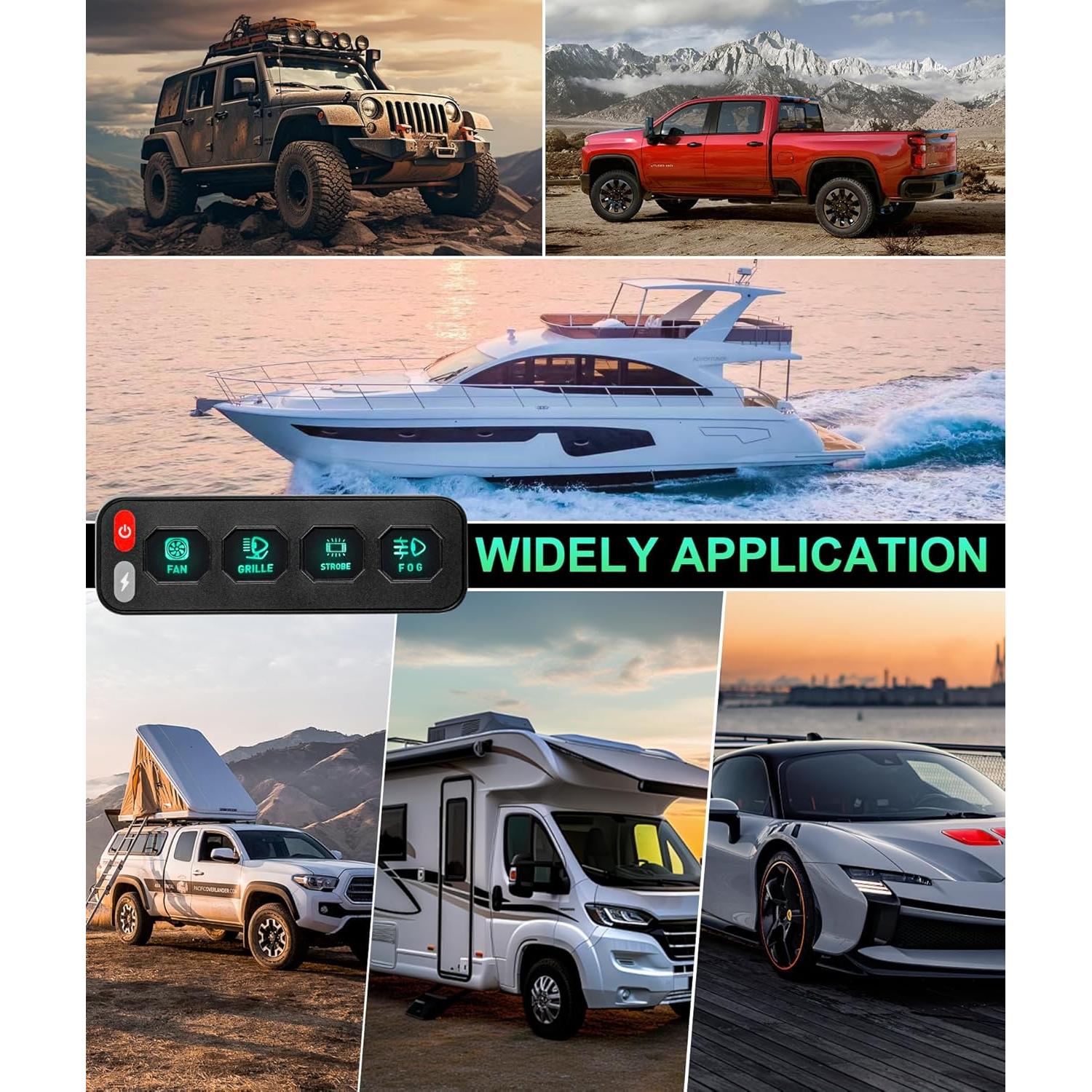 Panel de Interruptores Inalámbrico 4 Gang NAVOROGE para Vehículos