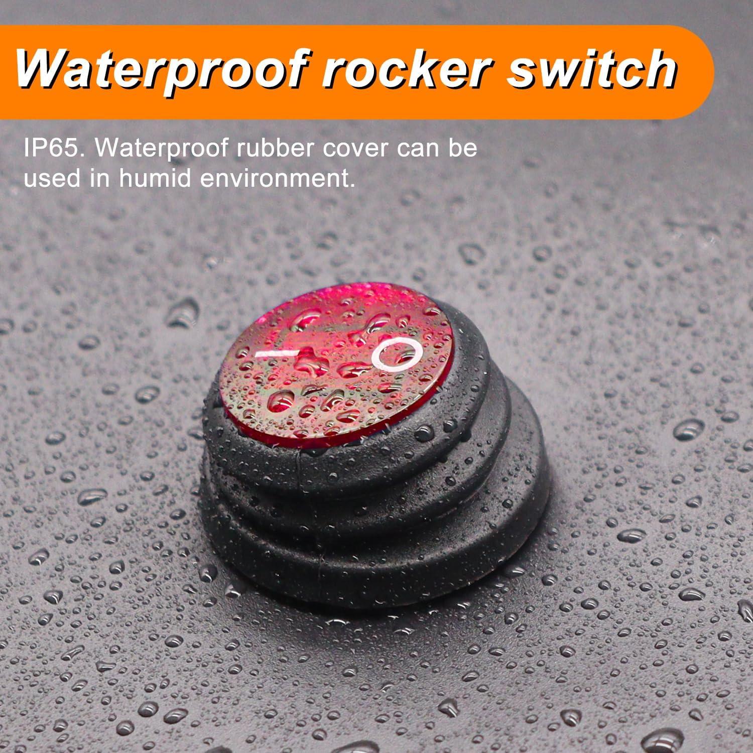 Interruptor Rocker Impermeable 12V Weideer Luz LED Roja 20A