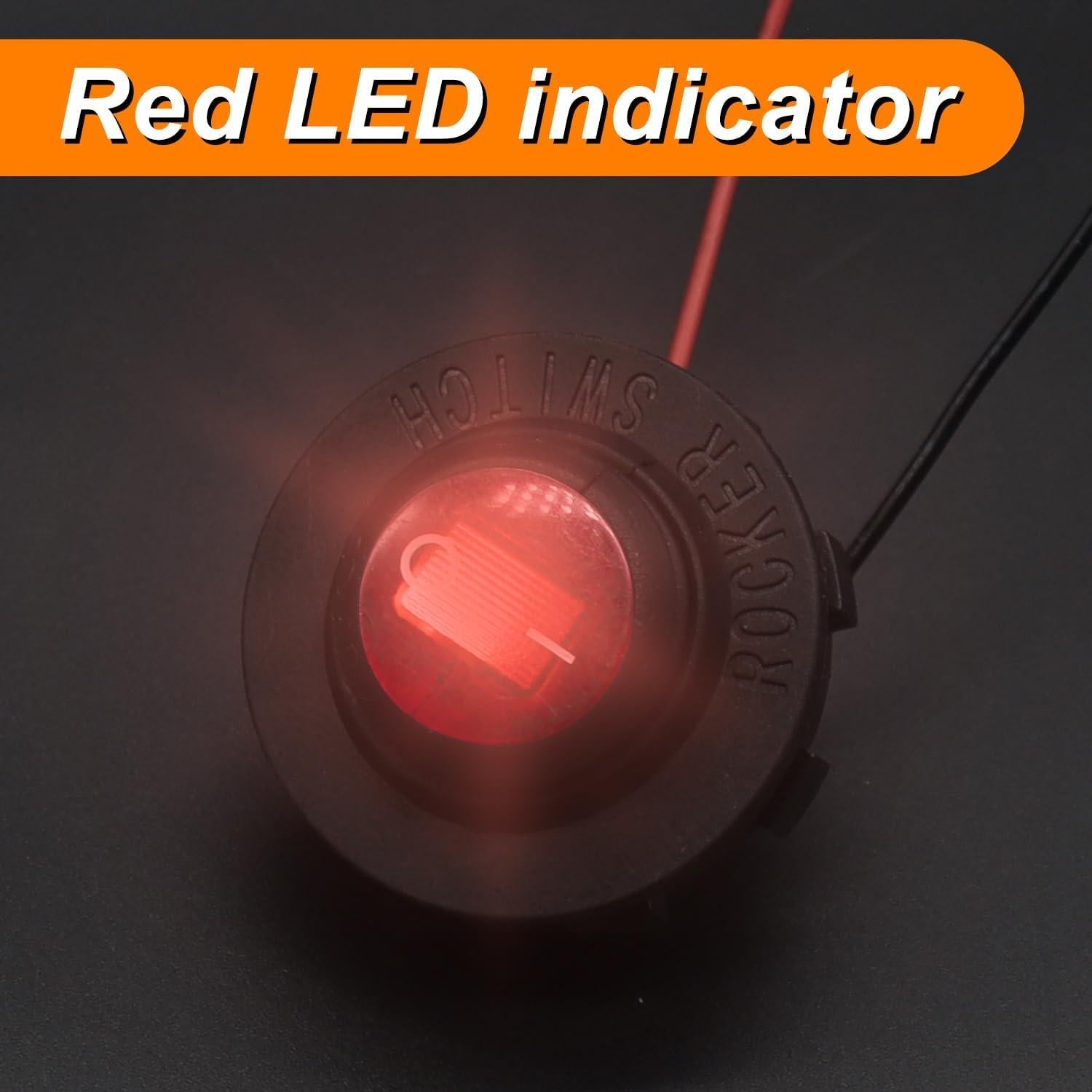 Interruptor Rocker Impermeable 12V Weideer Luz LED Roja 20A