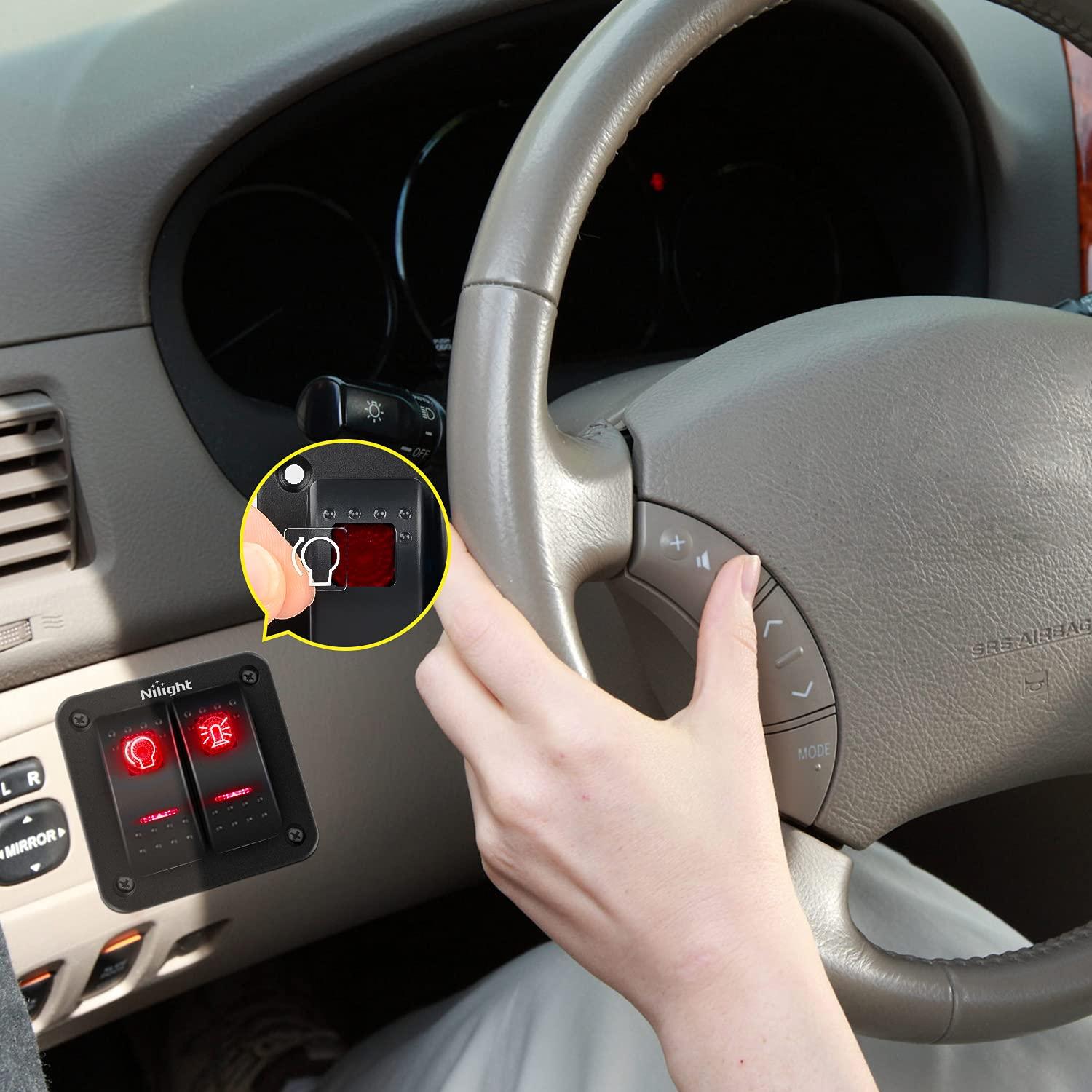 Panel de Interruptores Rocker Nilight 2 Gang 12V 24V Rojo