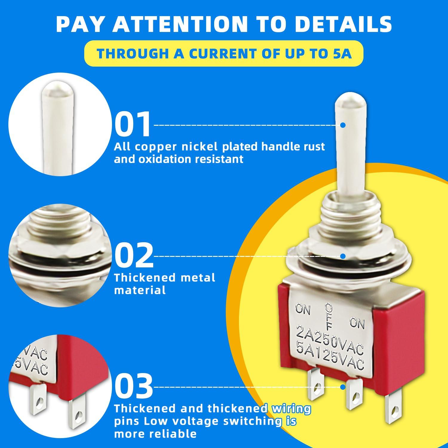Interruptor de Palanca SPDT DaFuRui 20 Unidades 6A 125VAC