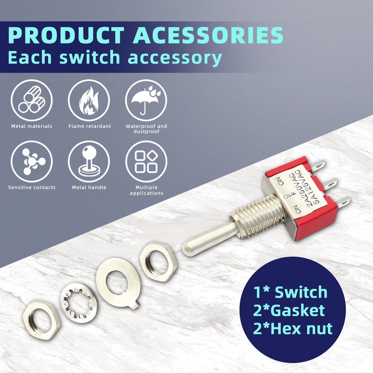 Interruptor de Palanca SPDT DaFuRui 20 Unidades 6A 125VAC