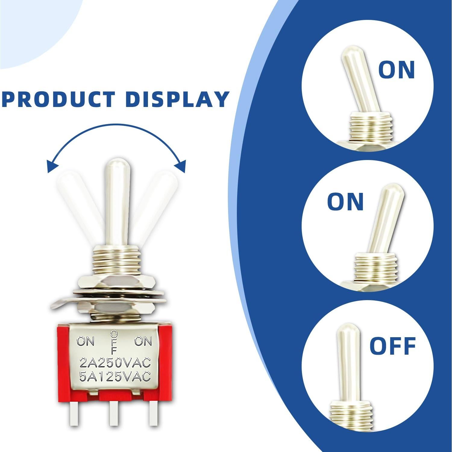 Interruptor de Palanca SPDT DaFuRui 20 Unidades 6A 125VAC
