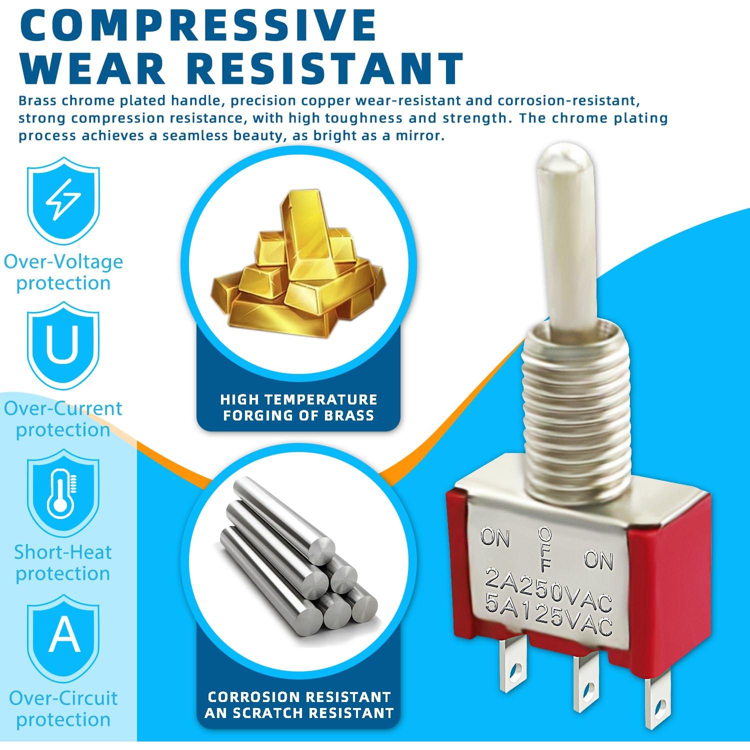 Interruptor de Palanca SPDT DaFuRui 20 Unidades 6A 125VAC