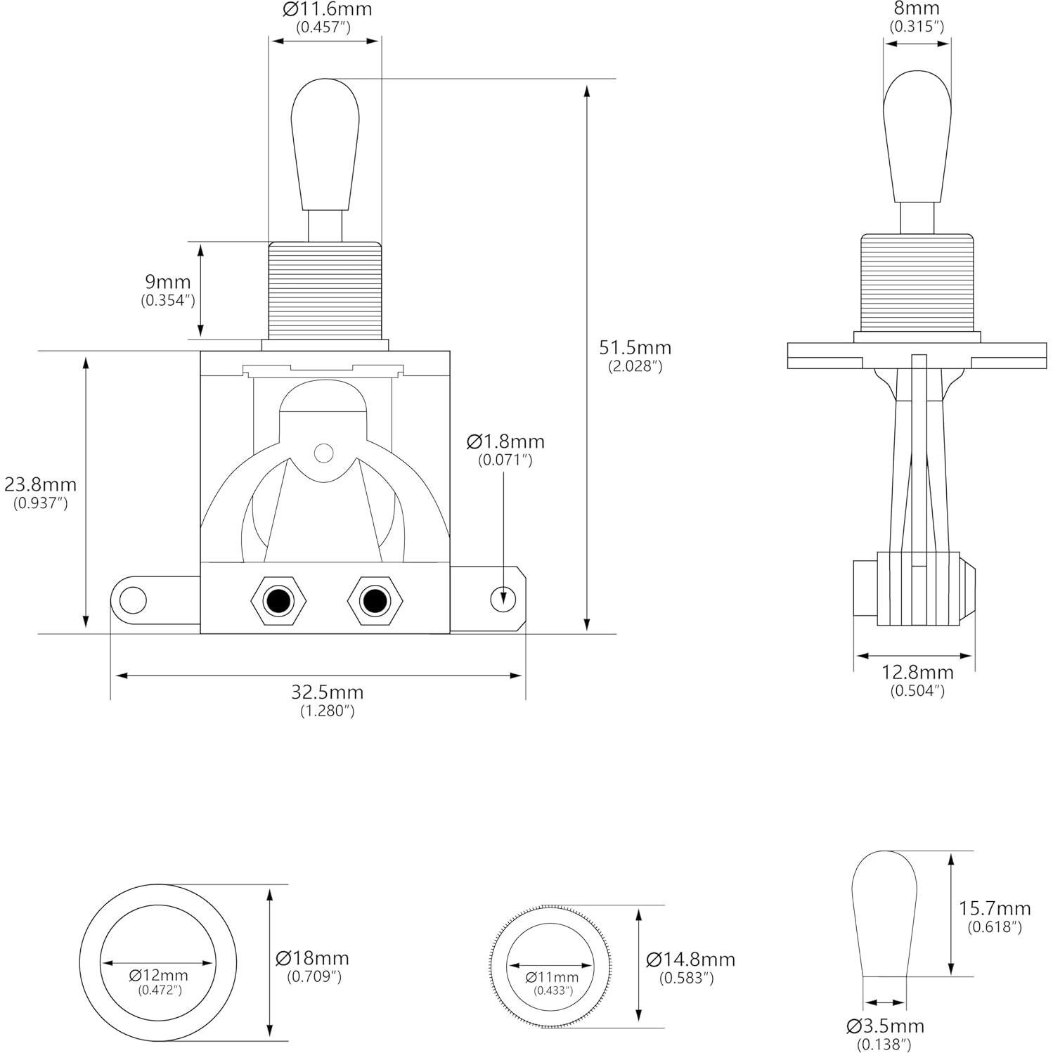 Interruptor de palanca 3 vías Banworks Metric para guitarra Epiphone