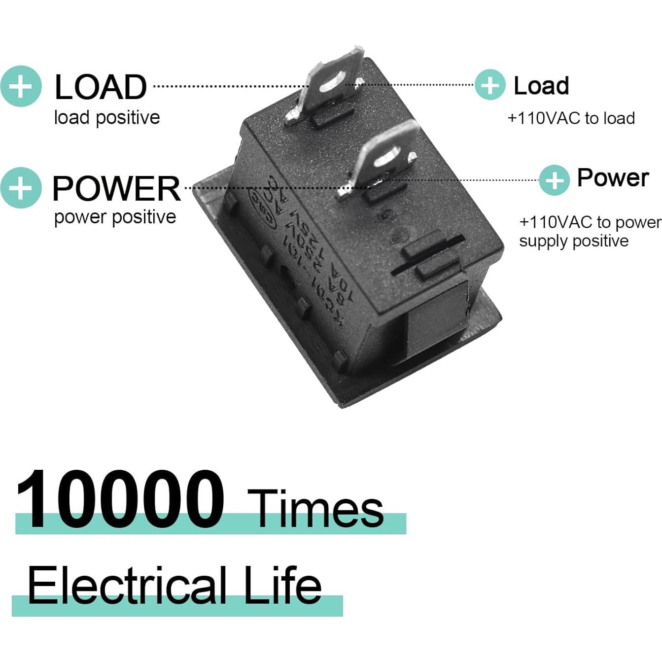 Interruptor Rocker On/Off QTEATAK 2 Pines 12V 250V 5 Pcs